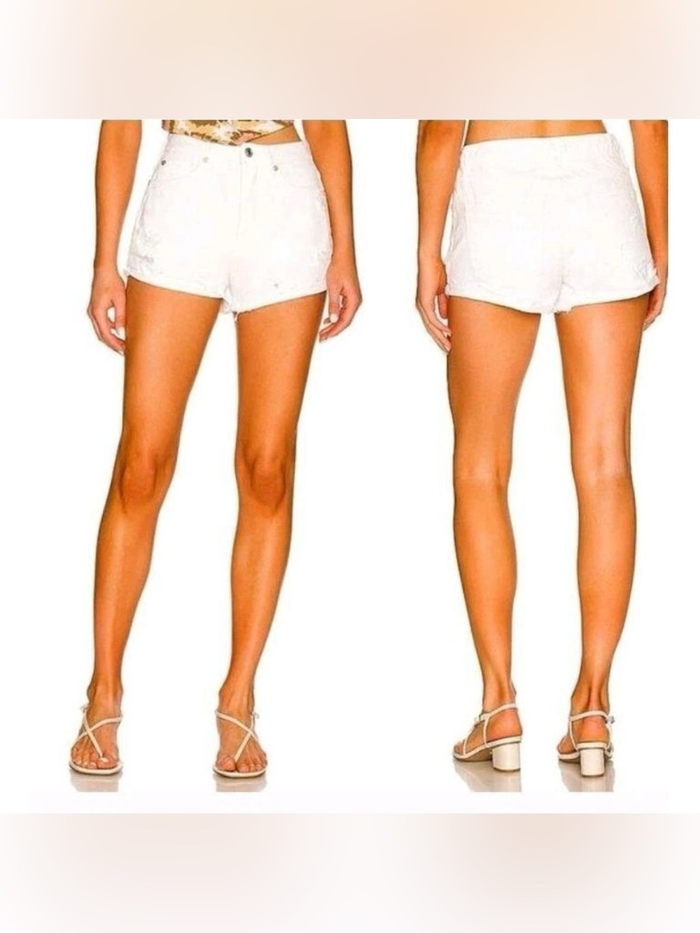 Free People We the Free White High-Waist Denim Shorts